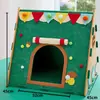 Ninho de feltro para gato de inverno com arranhador, vila integrada para gatos, casa de gato morna semi-fechada, ninho de dormir para gatos com túnel