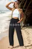 Calça Casual Americana Minimalista Harajuku de Verão Nova Cintura Alta com Caimento Cor Sólida High-End Calça Estilo Preguiçoso
