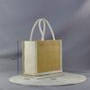 Sacola de Compras de Linho com Botão, Sacola Simples de Imitação de Linho, Sacola Tote de Linho com Sacola de Juta Laminada, Sacola de Linho com Logo Impresso