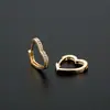 Pendientes de moda europeos y americanos transfronterizos, versátiles, simples, con forma de corazón, lisos, de corazón de melocotón, pendientes de cobre con microincrustaciones de circonita, accesorios