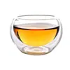 Taza Pequeña de Vidrio para Té Hogareña Transparente Juego de Té Kung Fu Taza de Degustación de Doble Pared Aislante Térmico Vidrio de Borosilicato Alto Taza de Doble Pared