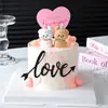 Decoração de Bolo Dia dos Namorados Chinês Coração de Acrílico Amor Cartão Plug-In Cachorro de Desenho Animado Fofo Enfeites