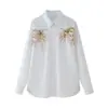 Venta al por mayor de ropa para mujer estilo europeo y americano transfronteriza, diseño nicho estilo commuter, camisa holgada de manga larga con bordado de lentejuelas adelgazante