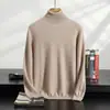 Suéter de Cachemira para Hombre Otoño/Invierno Cuello Vuelto Negocios Casual Edad Media y Joven Tejido Color Sólido Suéter Holgado Camiseta Base Top