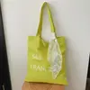 Bolsa de Lona con Estampado de Letras Nueva Primavera Gran Capacidad Bolso de Hombro para Mujer Simple Fresco Versátil