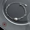Indústria pesada europeia e americana metal exagerado corrente grossa Pearl costura colar cross-border titânio aço 18K joias conjunto pulseira atacado
