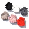 Guantes Calientes de Punto para Niños de 4 a 11 Años, Material de Media Felpa para Estudiantes de Primaria, Guantes sin Dedos de Medio Dedo
