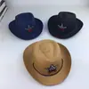 Sombrero de Sol de Verano para Niños Estrella de Cinco Puntas Sombrero de Vaquero Jazz Occidental para Bebé Sombrero de Cubeta para Niños Sombrero de Paja para Niños