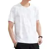 Nueva camiseta de manga corta de verano para hombre con tejido jacquard, seda de hielo, secado rápido, transpirable, fresca, deportiva, casual, cuello redondo, camiseta de moda para hombre