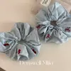 Laço de Cereja Bordado Doce e Fofo Elástico Grande para Cabelo Tendão de Borracha Elegante Acessórios de Cabelo para Rabo de Cavalo Alto para Mulheres