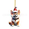 Perro Hanhan Navideño Colgante Árbol de Navidad Gorro Navideño Mascota Cachorro Acrílico Decoraciones Planas Colgante Colgante