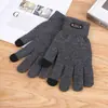 Venta al por mayor de fábrica guantes de punto cálidos para otoño e invierno doble grosor hilo de lana guantes para el frío guantes jacquard pantalla táctil