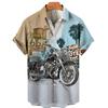 Camisa de Manga Curta para Motociclista Estilo Havaiano Verão 2023 Impressão Digital 3D Masculina Estilo Praia Tamanho Grande Casual