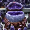 Cuenco de Cristal Geoda de Amatista al por Mayor para Limpieza Energética, Piedra Cruda de Cristal Brasileño, Decoración de Oficina y Hogar, Regalo de Inauguración