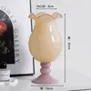 Taça de Vidro Estilo Cálice Roxa, Vidraria Estilo Francês, Vaso Taro Decorativo para Sala de Estar, Vaso de Flores de Luxo Leve, Design Criativo