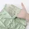 Ropa interior de encaje satinado de lujo ligero para mujer, cintura media-alta, sexy, talla grande, seda, entrepierna de tela, bragas sin costuras para cadera