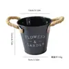 Macetas de Lata de Venta Caliente Transfronterizas, Macetas para Suculentas, Cubos Pequeños con Forma de Letra, Contenedores de Flores para Jardín, Asas de Cuerda de Yute, Adornos de Escritorio, Contenedores