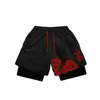 Europa y Estados Unidos Transfronterizos Impresión Digital 3D Pantalones de Fitness de Doble Capa para Adultos Amazon AliExpress Calientes Pantalones Cortos Casuales