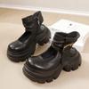 Sapatos artesanais de alta qualidade 2025 primavera e verão novos sapatos femininos com couro de vaca sola grossa leve macio traseiro vazio boca rasa sandálias baotou