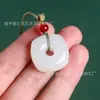 Pingente de Fivela de Segurança de Jade Afegão Natural para Homens e Mulheres, Pingente Grande de Fivela de Segurança de Jade Rosa, Verde e Branco para Corrente de Suéter
