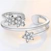 Anillo Estrella de Cinco Puntas Abierto Estrella Brillante Anillo Chapado en Platino Anillo con Forma de Flor Moda Flor Floreciendo Anillo Anillo de Cola