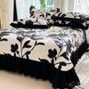 Cobertor de Cama Grosso Estilo Princesa Estilo Coreano Peça Única Menina Bolinhas Colcha Renda Acolchoado Sem Amassados Lençóis de Cama Capa de Poeira Saia de Cama