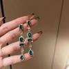 Coleção de Brincos Geométricos Verdes Estilo Retrô Francês Agulha de Prata Brincos Estilo Literário Fashion Brincos Estilo Ins para Mulheres