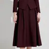 Conjunto de Traje Rojo Ancora Aishangchen para Mujer 2025 Invierno Atuendo Profesional Elegante Primavera y Otoño de Gama Alta para Anfitriona Formal