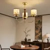 Nueva Luz Principal para Sala de Estar Estampada Estética Estilo Chino Dinastía Song, Lámpara de Dormitorio de Madera Maciza Estilo Japonés Vintage, Iluminación de Gama Alta para Comedor