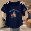 Ropa de Maternidad Talla Grande Blanca Hombro Normal Manga Corta Tipo Algodón para Mujer 2024 Nuevo Top Pequeño Dulce Picante Top Pequeño Verano