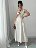 Colete sem mangas estilo francês 2026 para mulheres Verão Novo Design Plissado Acinturado Simples Versátil Vestido Longo