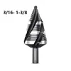 Broca Escalonada de Acero de Alta Velocidad de Cuatro Canales Transfronteriza Imperial de 3 Piezas con Vástago Hexagonal Juego de 5 Piezas Broca Escalonada en Blanco y Negro Broca Escariadora