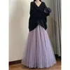 Saia de Malha para Mulheres Saia de Malha Midi Grande Balanço Linha A Saia Plissada Saia Vermelha Saia de Dança Saia de Dança Quadrada
