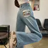 Jeans de Pierna Ancha Cortos para Mujer Ropa de Otoño Adelgazantes 2024 Nuevos de Cintura Alta Figura Pera Pantalones Rectos Estrechos Pequeños