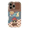 Estampa de Leopardo Gato Adequado para Capa de Celular Apple Iphone17Promax 16 15 Anti-Queda 17 Couro Retro Desenho Animado 12