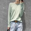 Suéter de cuello redondo con rizo fino de otoño para mujer, camisa básica de manga larga con hombros cortos, suéter coreano holgado de talla grande