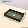 Bandeja retangular de madeira e couro para armazenamento com design estampado, porta-joias, chaves e aromaterapia para mesa, ornamento de decoração para casa