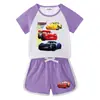 Roupa de Verão Nova Infantil para Menino Roupa de Duas Peças Casual Esportiva Shorts de Ciclismo Camiseta de Manga Curta Shorts