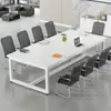 Mesa de conferencias mesa larga banco de trabajo de capacitación para el personal mesa de negociación simple moderna y juego de sillas estructura de acero escritorio de computadora escritorio de oficina