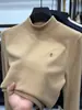 ¡Lujo Ligero de Terciopelo Genuino! Camiseta de manga larga de terciopelo doble con abeja bordada para hombre, sudadera cálida casual de invierno engrosada