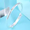 Pulsera de plata de ley S999 para mujer, pulsera maciza brillante, pulsera con inscription para novia, regalo del Día de San Valentín
