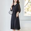 Beleza em Pintura a TintaDesign Original de HangzhouVestido Longo de Seda Pesada com Retalhos de Cor Sólida e Cintura Marcada 82497336