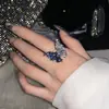 Anillo Súper Hada Mariposa Tridimensional Abierto Ajustable para Mujer, Anillo Minimalista de Moda de Lujo Ligero Nicho de Gama Alta para Dedo Índice