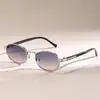 Gafas de Sol Redondas de Marco Pequeño que Cambian de Color de Nuevo Estilo, Gafas de Sol de Alta Gama para Mujeres Europeas y Americanas, Gafas de Sol Metálicas Retro para Rostro Pequeño
