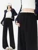 Pantalones de maternidad otoño e invierno ropa exterior cintura baja mujeres embarazadas pantalones de pierna ancha holgados talla grande petite pantalones casuales forro polar ropa de maternidad