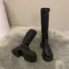 Nuevas botas largas de suela gruesa para mujer de otoño e invierno, botas de equitación adelgazantes hasta la rodilla, botines para personas menudas, botas de caña alta