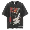 Camiseta Bleach Lavada Anime Harajuku Streetwear Gráfica Vintage