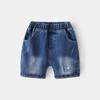 Pantalones Cortos de Mezclilla de Algodón Verano 2024 para Niños Pequeños y Medianos, Azul Suave Cintura Media Diseño Cintura Elástica Pantalones Cortos
