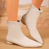 Novas botas skinny justas de bico fino para outono plus size 2026 botas Martin femininas retrô de baixa salto com zíper traseiro wish
