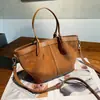 Bolso Retro de Cuero Genuino Transfronterizo para Mujer, Bolso Tote de Gamuza Escarchada de Capa Superior de Piel de Vaca para el Trabajo, Bolso Nuevo para Mujer, de Mano y Cruzado